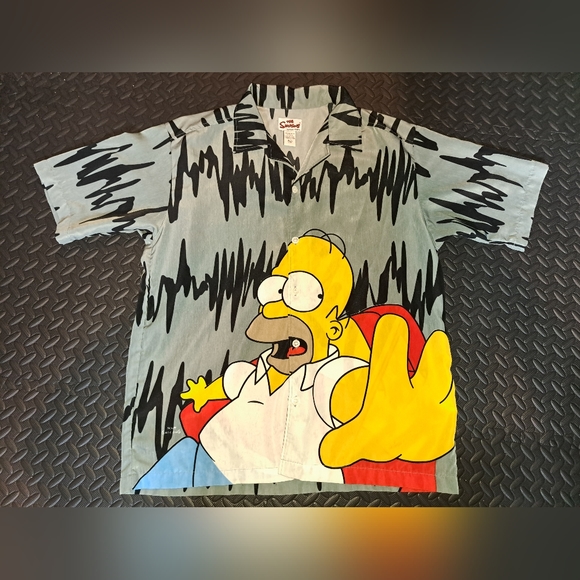 Vintage y2k simpsons button / Hawaiian shirt / all over print shirt - Picture 1 of 12